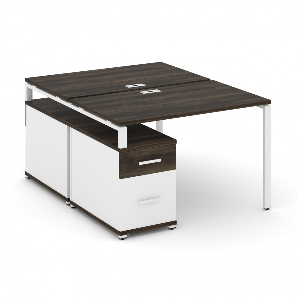 Concept Рабочая станция 2 места с двухсторонней опорной тумбой CN.DRS-306 W Дуб Мали/Белый Бриллиант Concept Рабочая станция 2 места с двухсторонней опорной тумбой CN.DRS-306 W Дуб Мали/Белый Бриллиант