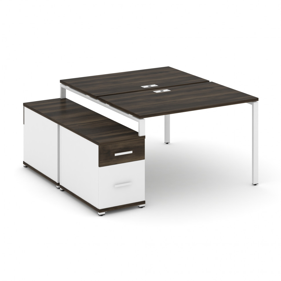 Concept Рабочая станция 2 места с двухсторонней опорной тумбой CN.DRS-306 W Дуб Мали/Белый Бриллиант Concept Рабочая станция 2 места с двухсторонней опорной тумбой CN.DRS-306 W Дуб Мали/Белый Бриллиант