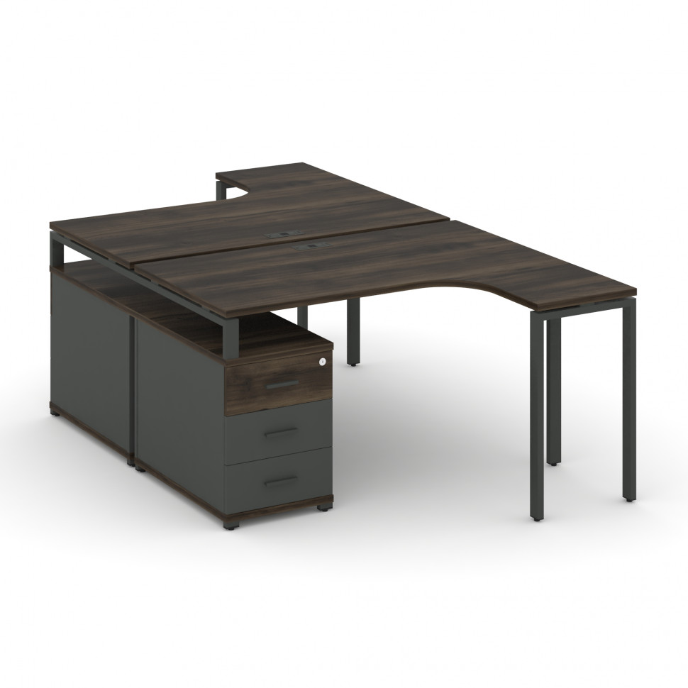 Concept Рабочая станция с двойной опорной тумбой CN.DSA-301 A Дуб Мали/Антрацит/Металл Антрацит 1380