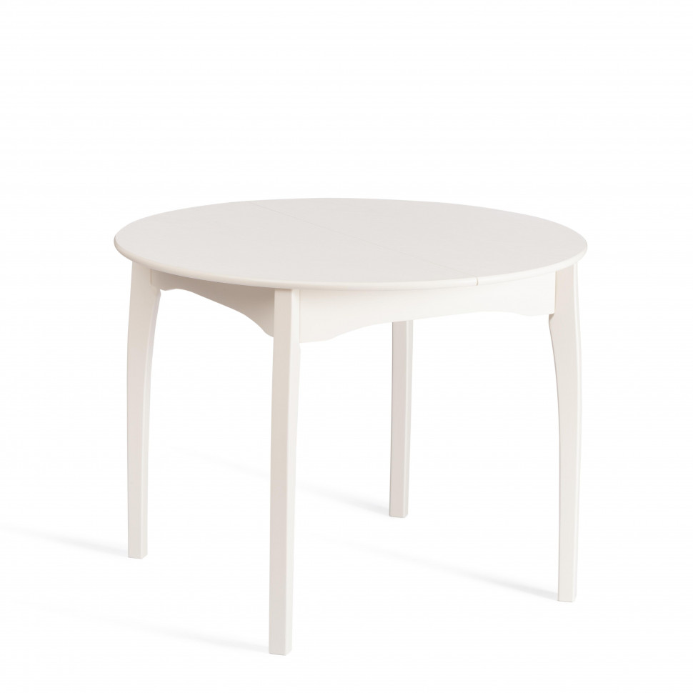 Стол DIAMANTE круглый бук, мдф, шпон дуба, 100 х 100+30 х 75 см, Ivory white