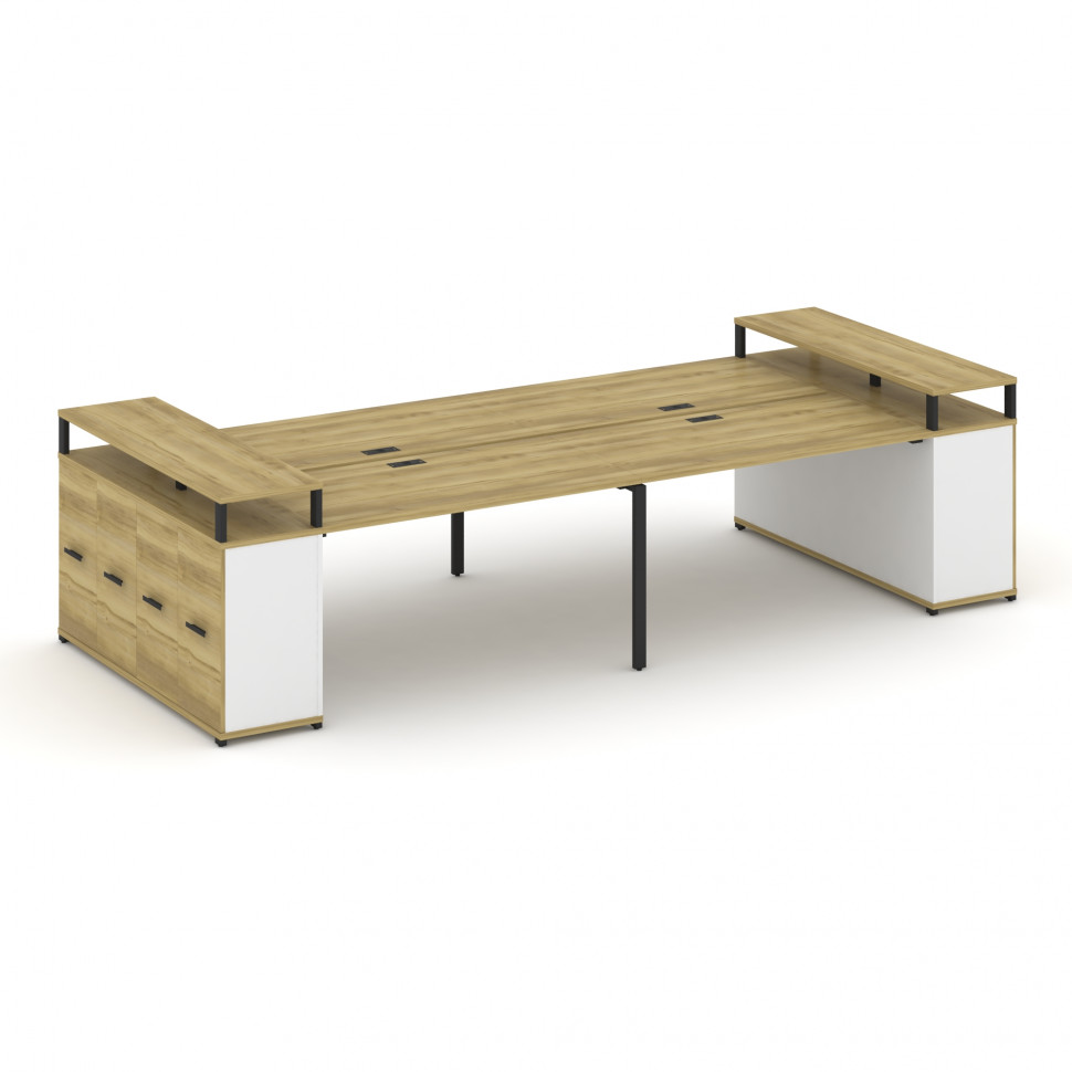 Concept Рабочая станция с опорными распаш. шкафами с верх. горизонтами  CN.DRS-267 B Дуб Винченцо/Бе