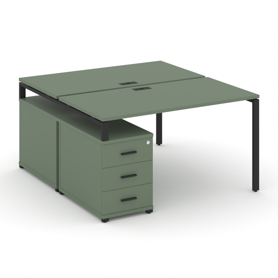 Concept Рабочая станция 2 места с двухсторонней опорной тумбой CN.DRS-301 B Кобо/Металл Черный 980/1 Concept Рабочая станция 2 места с двухсторонней опорной тумбой CN.DRS-301 B Кобо/Металл Черный 980/1