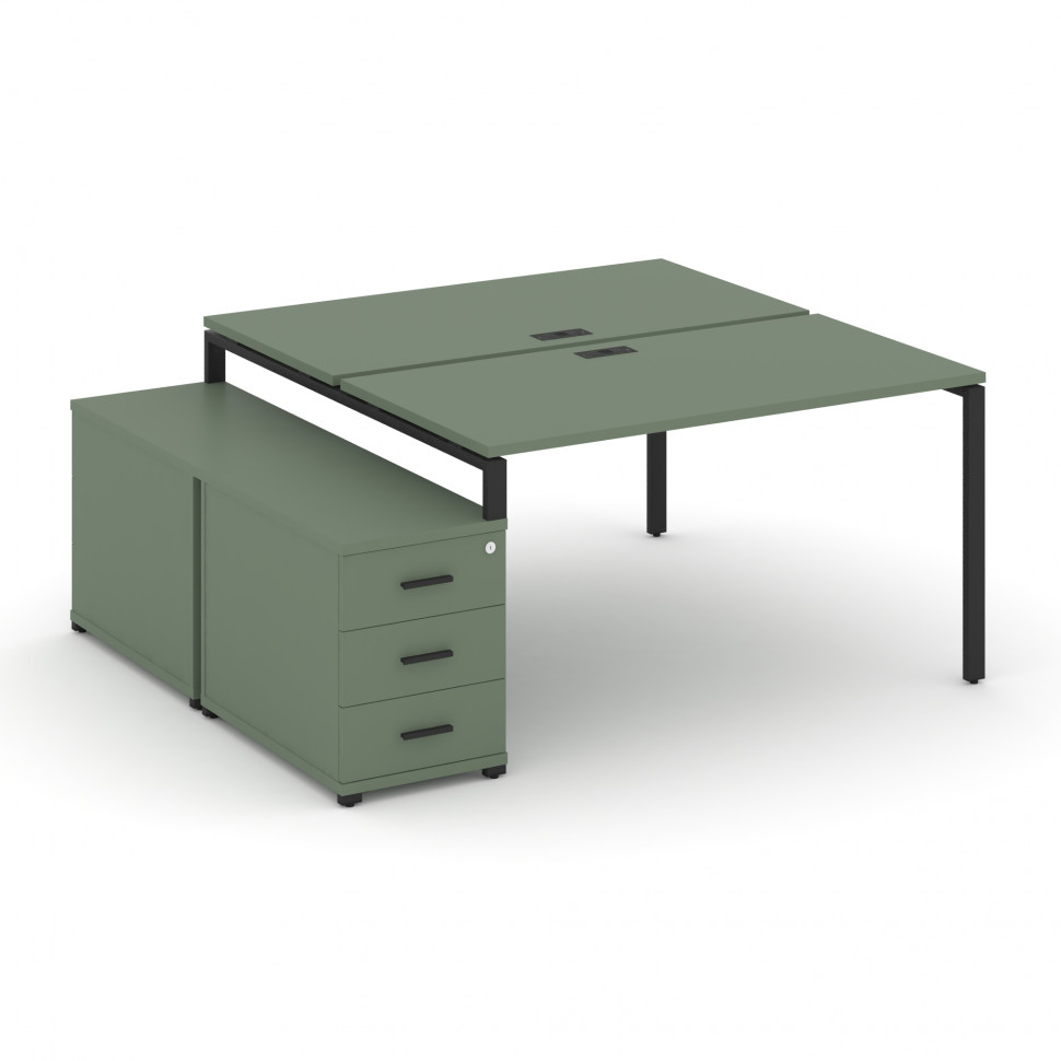 Concept Рабочая станция 2 места с двухсторонней опорной тумбой CN.DRS-301 B Кобо/Металл Черный 980/1 Concept Рабочая станция 2 места с двухсторонней опорной тумбой CN.DRS-301 B Кобо/Металл Черный 980/1