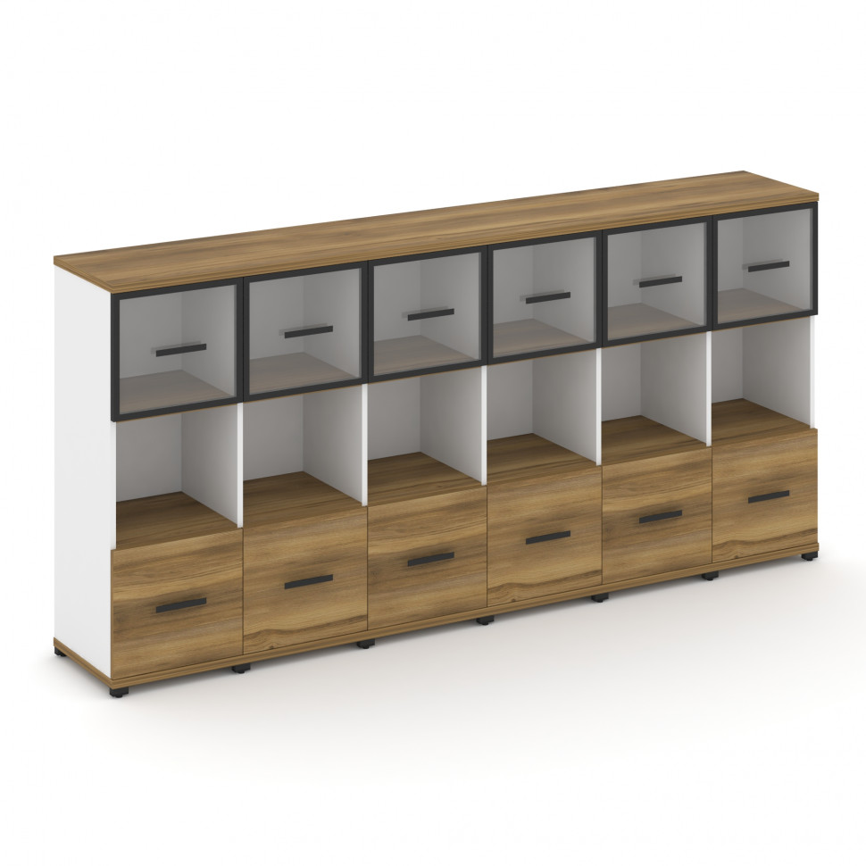 Concept Шкаф 6 узких секций, 3 ниши CN.STU-365 RPB B Сандал Янтарный/Белый Бриллиант/Металл Черный/П