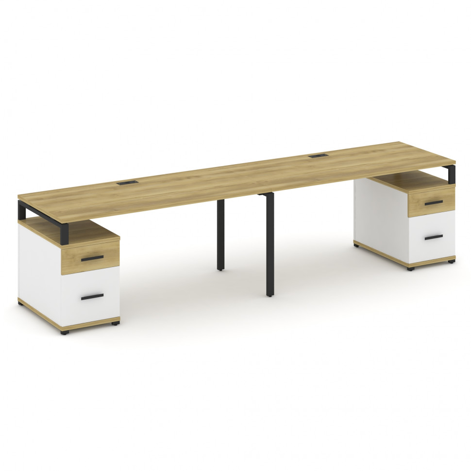Concept Рабочая станция 2 места с 2 опорными тумбами CN.ORS-324 B Дуб Винченцо/Белый Бриллиант/Метал Concept Рабочая станция 2 места с 2 опорными тумбами CN.ORS-324 B Дуб Винченцо/Белый Бриллиант/Метал