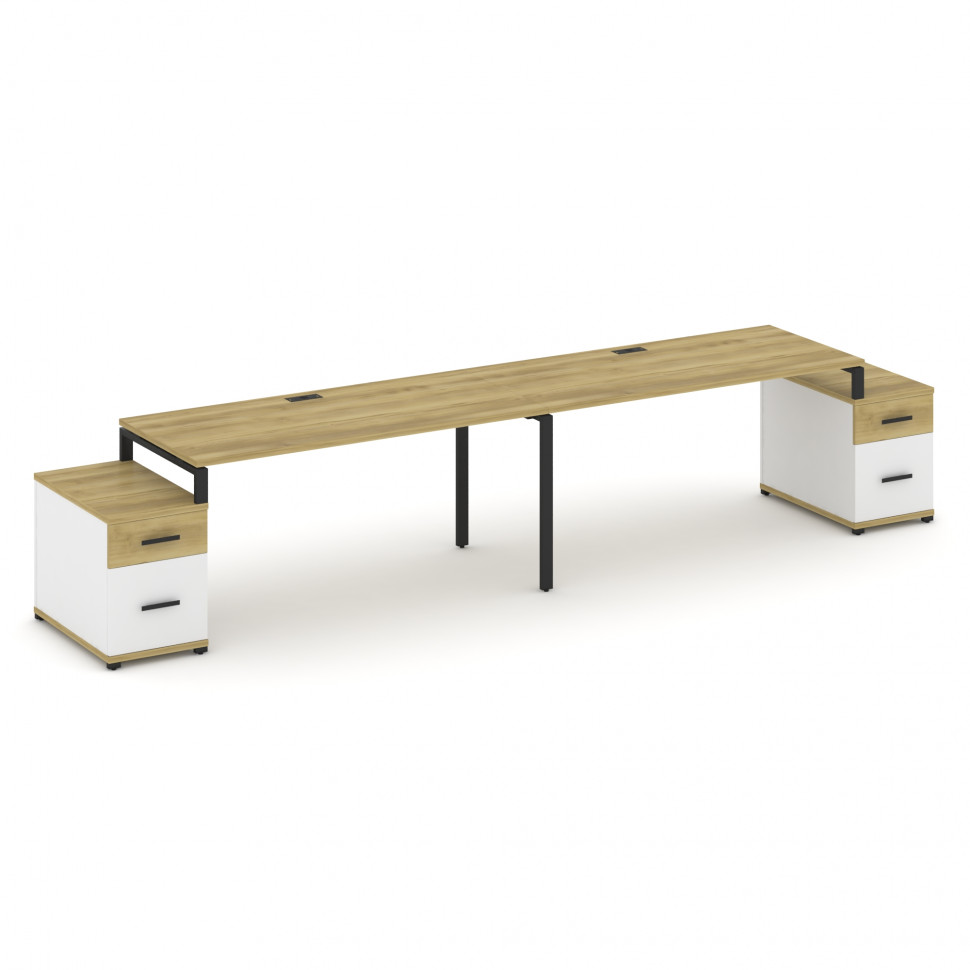 Concept Рабочая станция 2 места с 2 опорными тумбами CN.ORS-324 B Дуб Винченцо/Белый Бриллиант/Метал Concept Рабочая станция 2 места с 2 опорными тумбами CN.ORS-324 B Дуб Винченцо/Белый Бриллиант/Метал