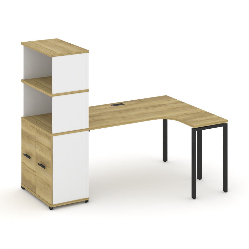 Concept Стол эргономичный с опорным распаш. шкафом с надставкой выс. CN.SA-215(R) B Дуб Винченцо/Бе Concept Стол эргономичный с опорным распаш. шкафом с надставкой выс. CN.SA-215(R) B Дуб Винченцо/Бе