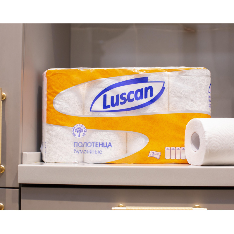Полотенца бумажные LUSCAN бел цел 16,5-17м 2-сл.,с тиснением, 4рул./уп