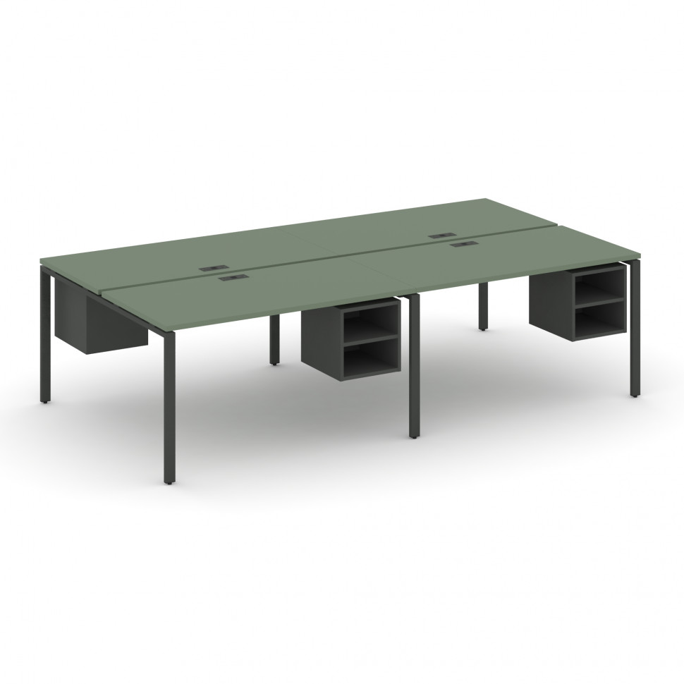 Concept Рабочая станция двухсторонняя с подвесными тумбами на 4 места CN.DRS-125 Кобо/Антрацит/Метал
