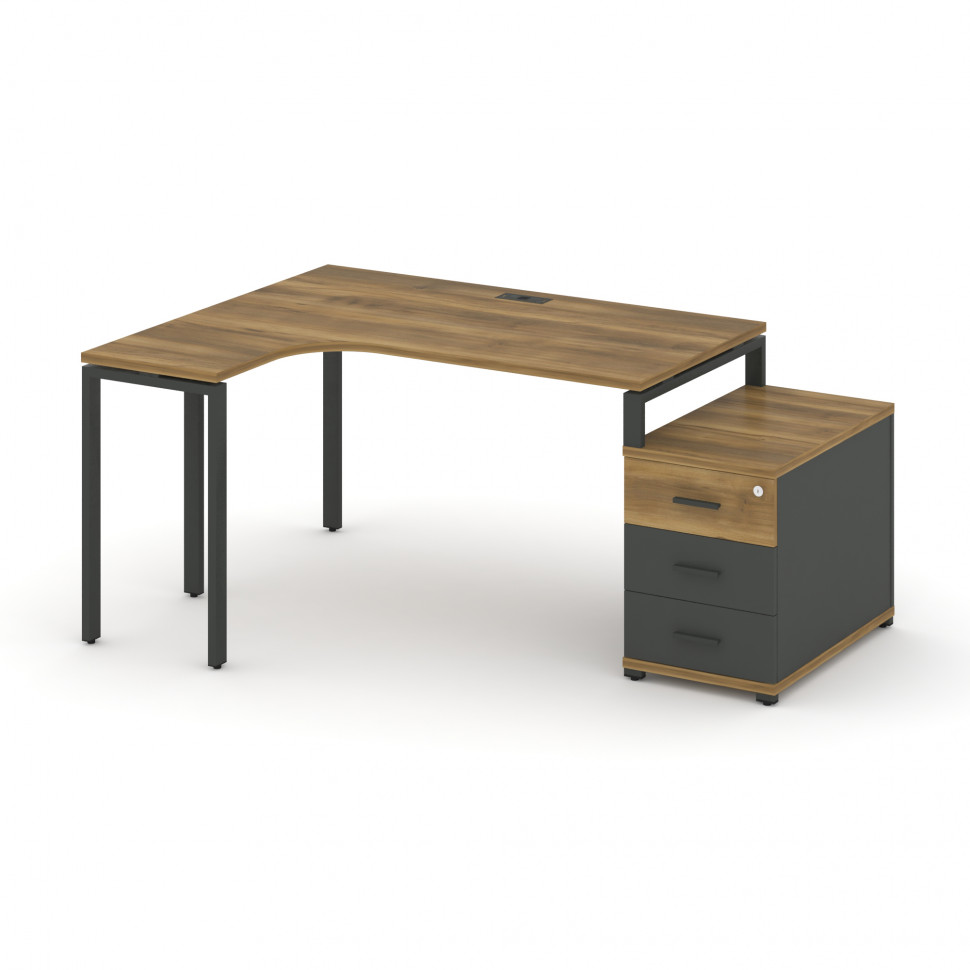 Concept Стол эргономичный с опорной тумбой CN.SA-303(L) A Сандал Янтарный/Антрацит/Металл Антрацит 1 Concept Стол эргономичный с опорной тумбой CN.SA-303(L) A Сандал Янтарный/Антрацит/Металл Антрацит 1