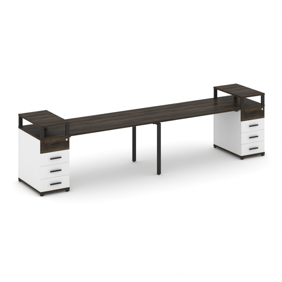 Concept Рабочая станция 2 места с 2 опорными тумбами CN.ORS-427 B Дуб Мали/Белый Бриллиант/Металл Че Concept Рабочая станция 2 места с 2 опорными тумбами CN.ORS-427 B Дуб Мали/Белый Бриллиант/Металл Че