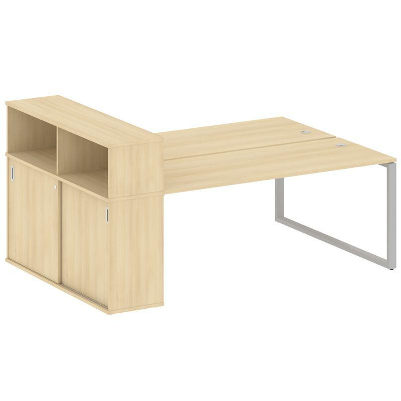 Metal System Рабочая станция с шкафом-купе на О-образном м/к БО.РС-СШК-2.5 Т Акация Лорка/Металл Сер