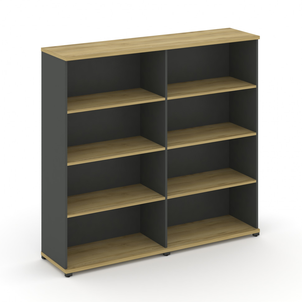 Concept Стеллаж 2 широкие секции, 4 ниши CN.STS-420 Дуб Винченцо/Антрацит/Металл Антрацит 1668*420*1