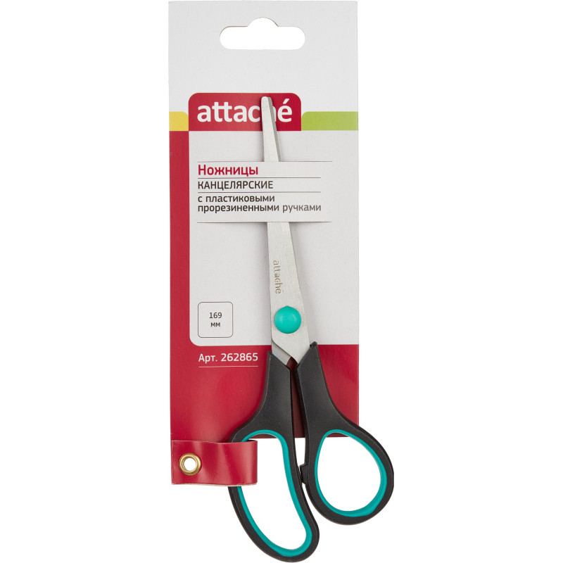 Ножницы Attache 169 мм с пласт.прорезин. руч. Attache, цвет зелен/черн