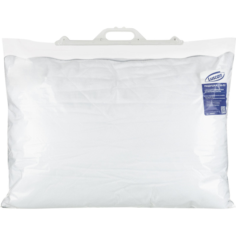 Подушка Luscan 50х70 стег.съем.чех на мол,кант,600г(холлофайб/микрофиб),бел