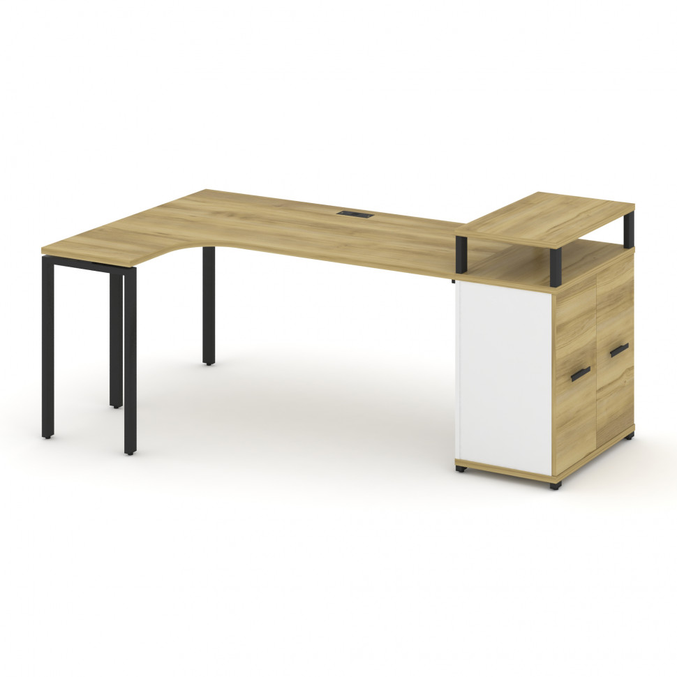 Concept Стол эргономичный с опорным распаш. шкафом с верх. горизонтом CN.SA-212(L) B Дуб Винченцо/Бе Concept Стол эргономичный с опорным распаш. шкафом с верх. горизонтом CN.SA-212(L) B Дуб Винченцо/Бе