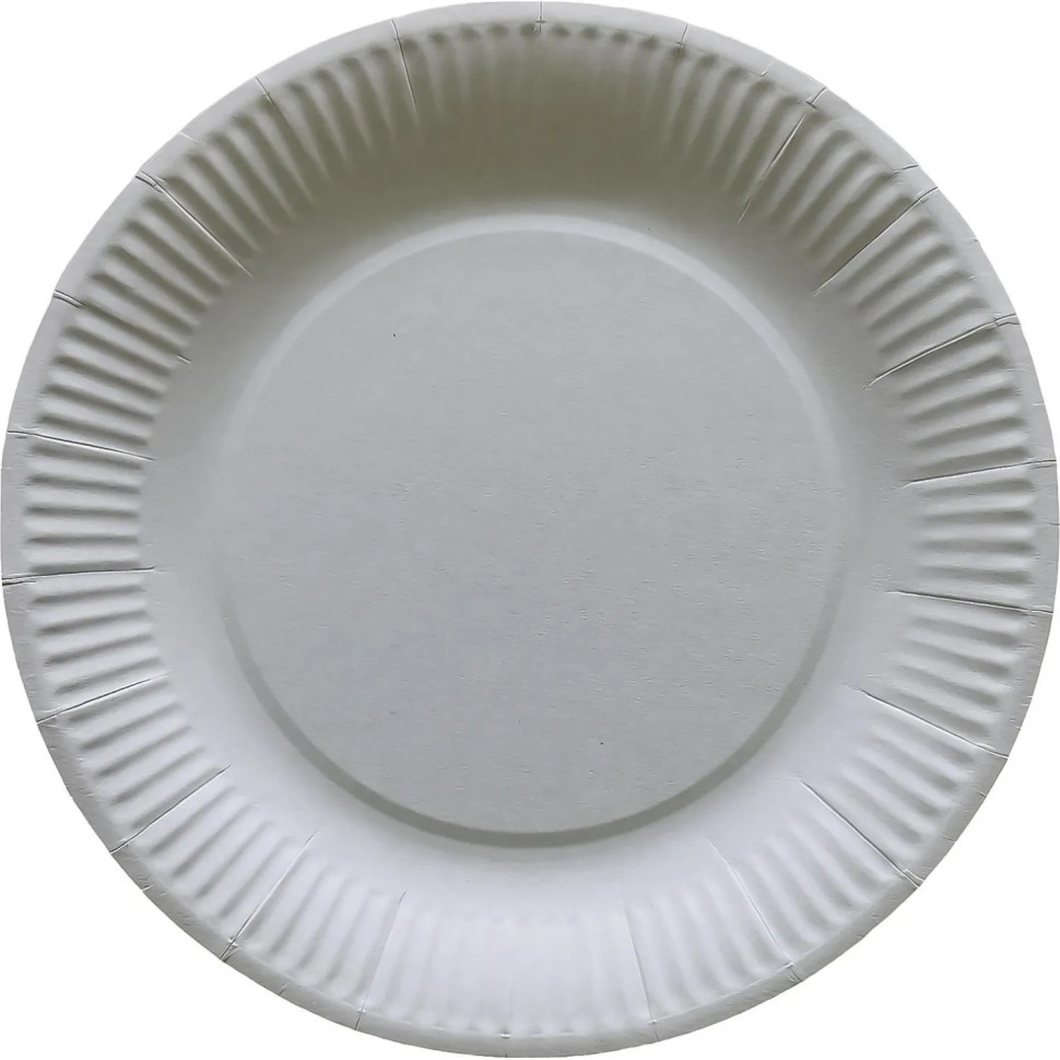 Тарелка одноразовая бум. 18см круглая, белая, 190 г/м2, 500шт/кор