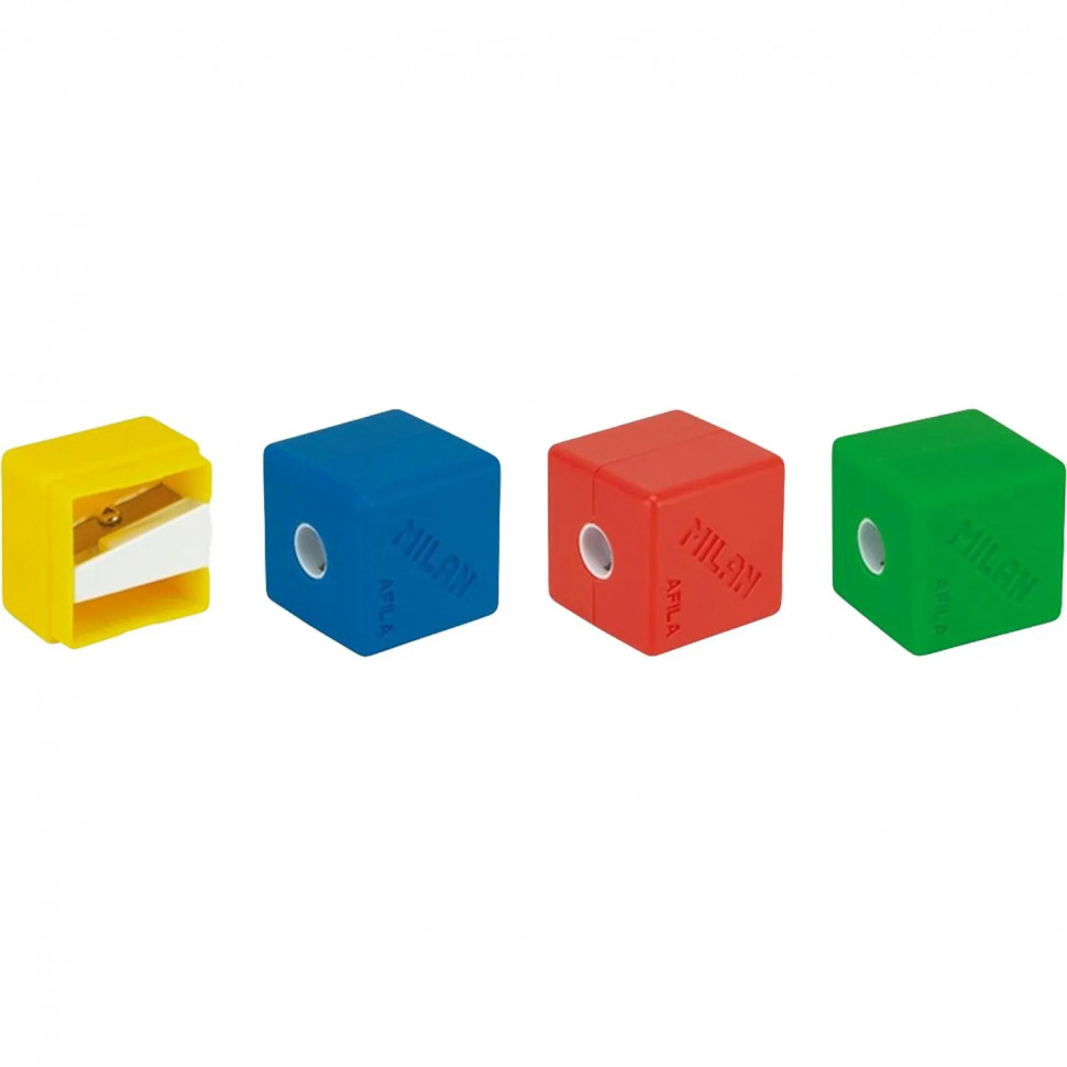 Точилка Milan CUBIC с контейнером, 1 отверстие, цвет в ассорт.