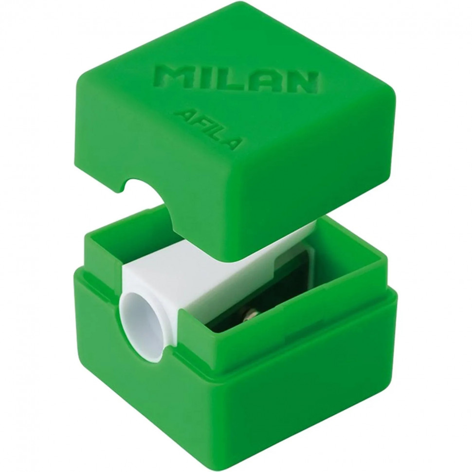 Точилка Milan CUBIC с контейнером, 1 отверстие, цвет в ассорт.