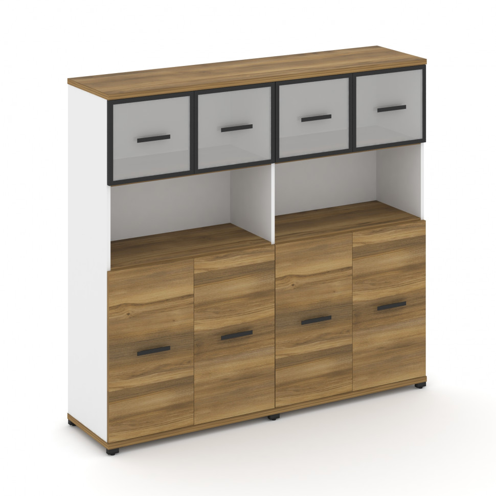 Concept Шкаф 2 широкие секции, 4 ниши CN.STS-425 RMB B Сандал Янтарный/Белый Бриллиант/Металл Черный