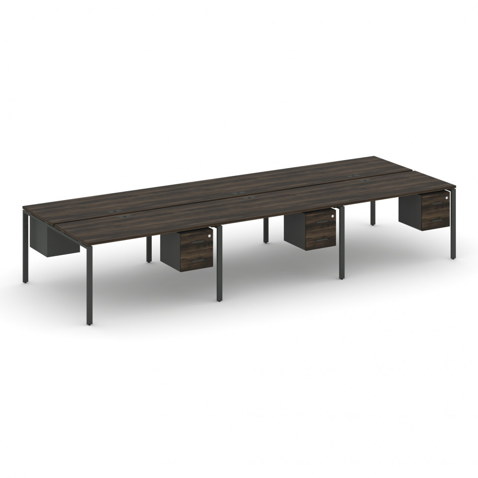 Concept Рабочая станция двухсторонняя с подвес. тумбами на 6 мест CN.DRS-154 A Дуб Мали/Антрацит/Мет