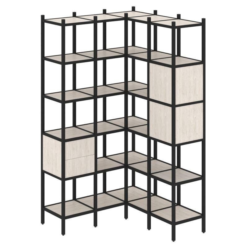 Loft Угловой внутренний стеллаж VR.L-34 Денвер Светлый/Металл Черный 1278*1278*2280 Loft Угловой внутренний стеллаж VR.L-34 Денвер Светлый/Металл Черный 1278*1278*2280