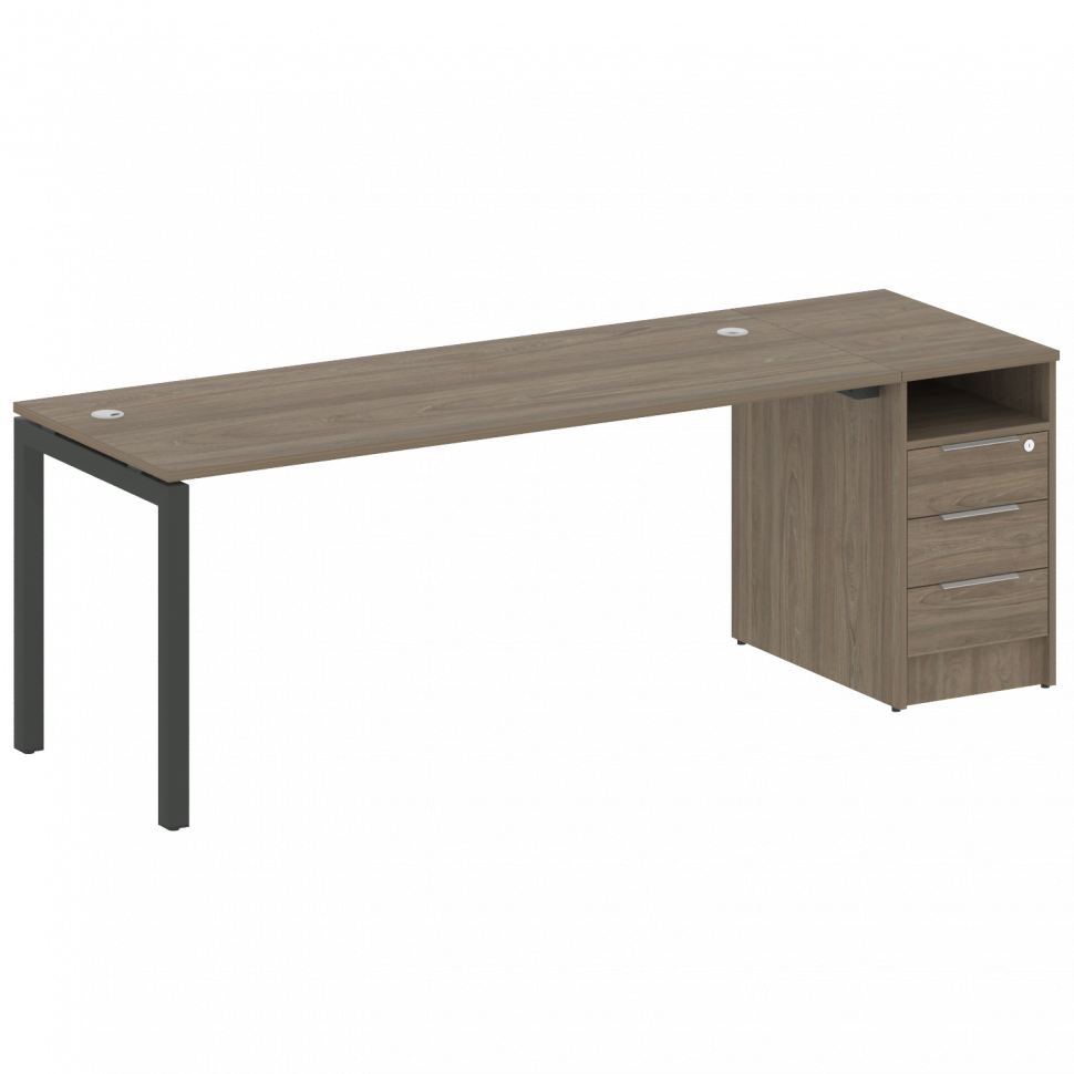 Metal System Quattro Рабочая станция с тумбой на П-образном м/к 50БП.РС-СТП-1.5 Вяз Благородный/Мета