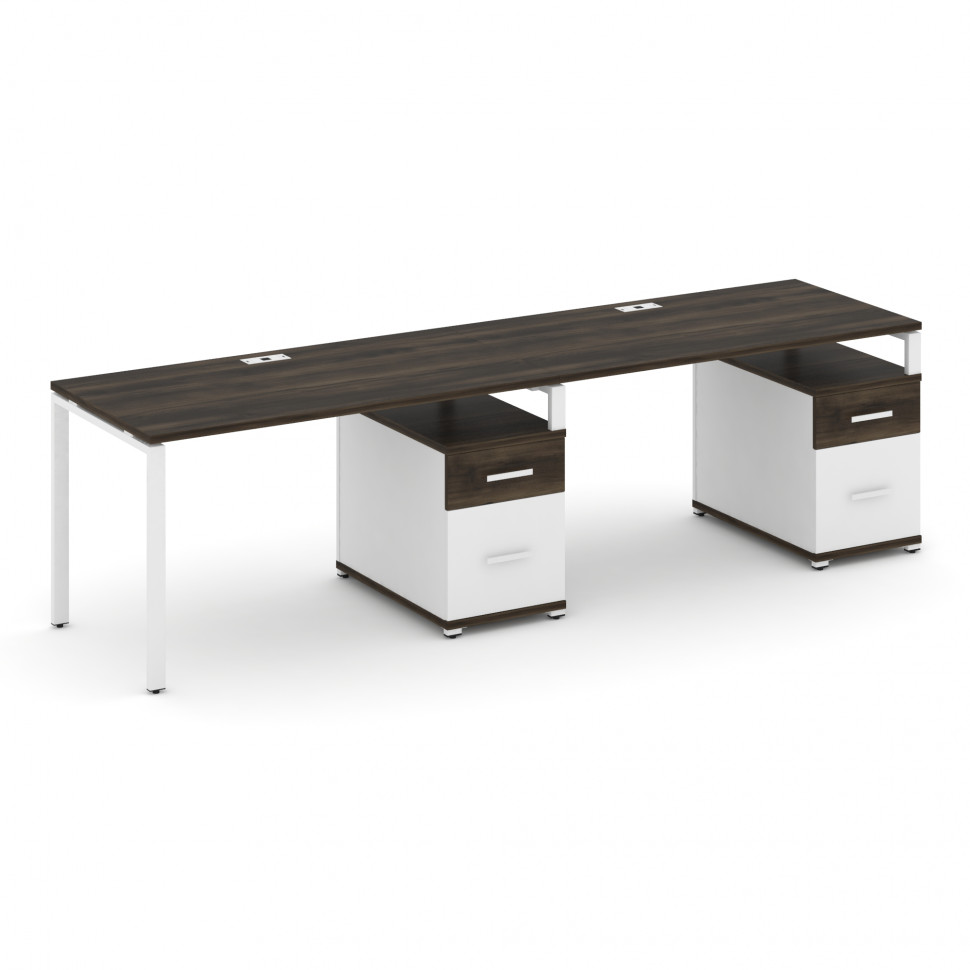Concept Рабочая станция 2 места с 2 опорными тумбами CN.ORS-315 W Дуб Мали/Белый Бриллиант/Металл Бе Concept Рабочая станция 2 места с 2 опорными тумбами CN.ORS-315 W Дуб Мали/Белый Бриллиант/Металл Бе