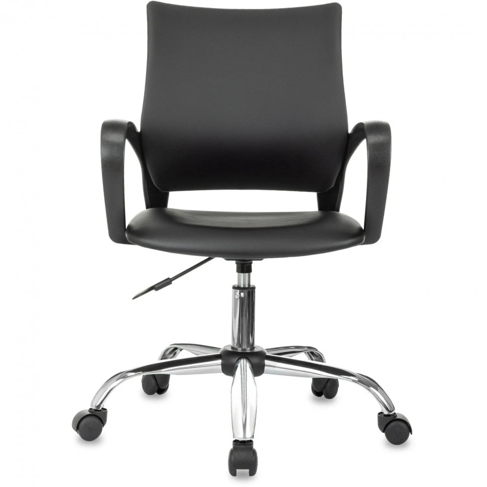 Кресло БР Комус Мебель Echair 396 LT, экокожа, черный, хром