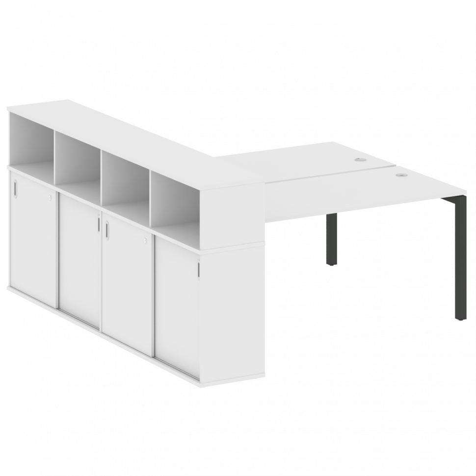Metal System Quattro Рабочая станция с шкафом-купе на П-образном м/к 50БП.РС-СШК-4.4 Т Белый/Металл