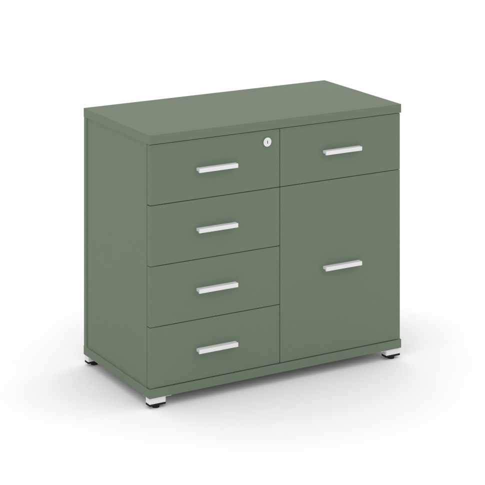 Concept Тумба приставная широкая 5 ящ.+1 распаш. фасад CN.TSP-016 W Кобо/Металл Белый 836*420*750