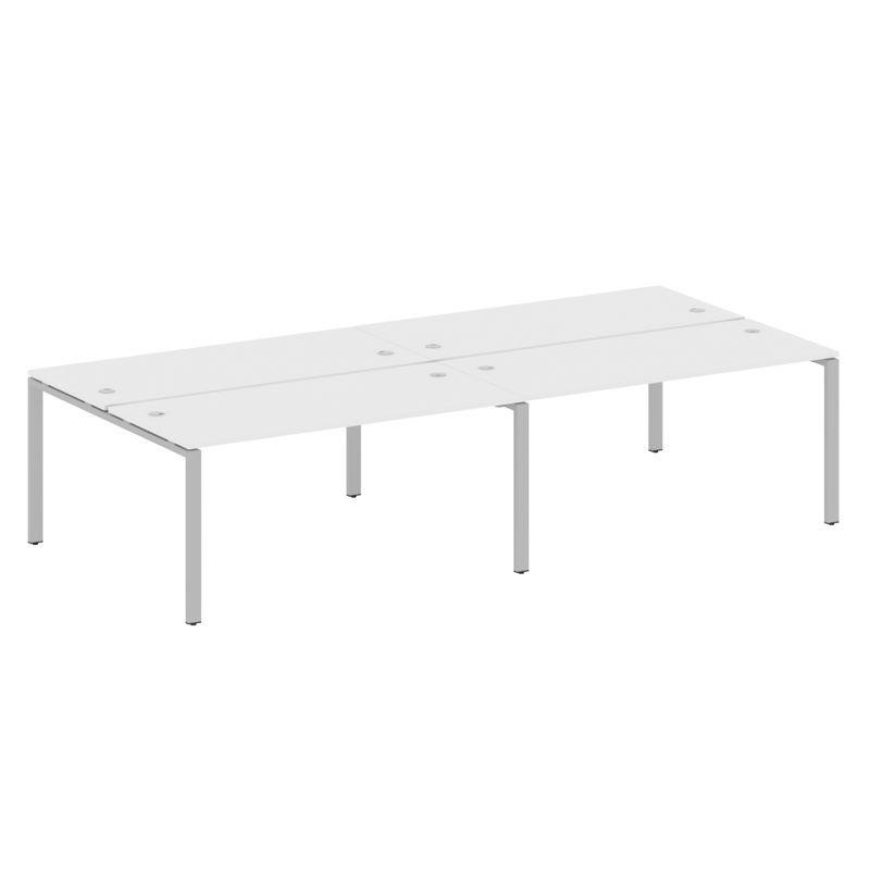 Metal System Рабочая станция на 4 места на П-образном м/к БП.СМ-4.4 Белый/Металл Серый 3200*1475*750