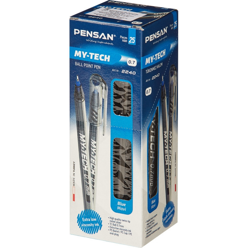 Ручка шариковая неавтомат. My Tech игольчат након 0,7мм,лин 0,35мм, синяя