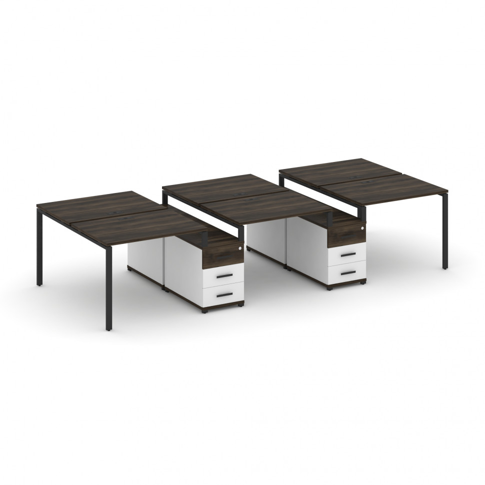 Concept Рабочая станция 6 мест с 2 двухсторонними опорными тумбами CN.DRS-333 B Дуб Мали/Белый Брилл