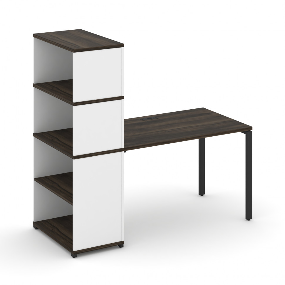 Concept Стол рабочий с опорным стеллажом с надставкой выс. CN.SP-214 Дуб Мали/Белый Бриллиант/Металл