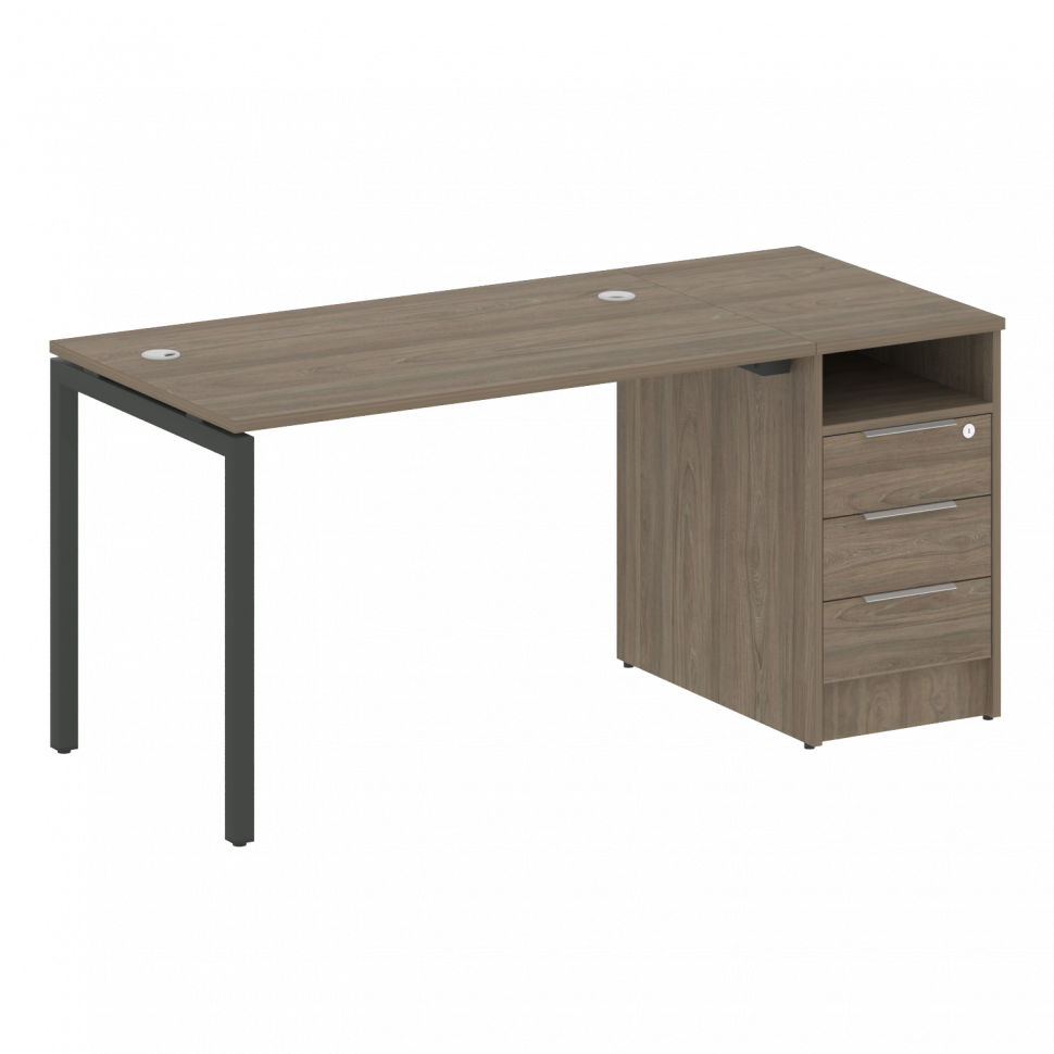 Metal System Quattro Рабочая станция с тумбой на П-образном м/к 40БП.РС-СТП-1.2 Вяз Благородный/Мета Metal System Quattro Рабочая станция с тумбой на П-образном м/к 40БП.РС-СТП-1.2 Вяз Благородный/Мета