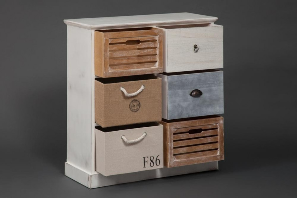 Тумба с 6 ящиками Secret De Maison MARITIME 6 ( mod. HX16-006NS ) paulownia, мдф, 80x33x85см, butter white/navy design