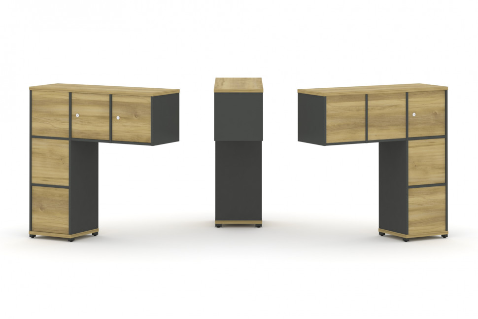 Concept Надставка низкая CN.DNN-006 Дуб Винченцо/Антрацит/Металл Антрацит 1099*365*1130