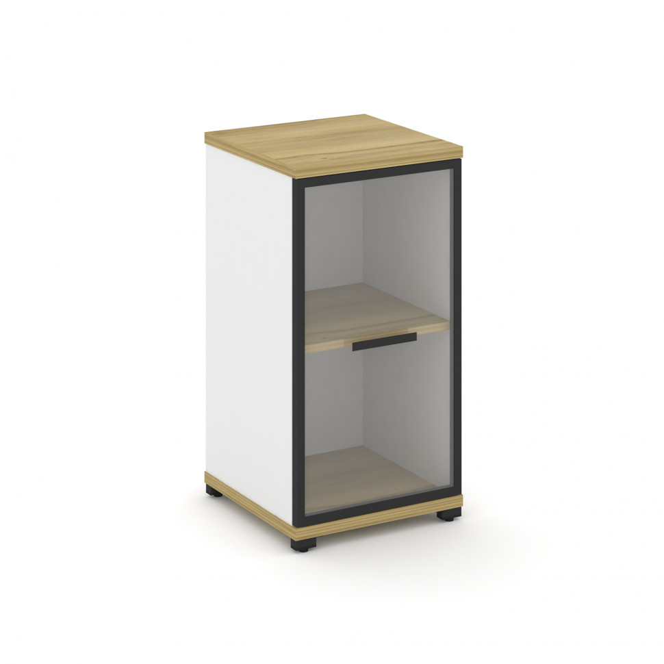 Concept Шкаф 1 узкая секция, 2 ниши CN.STU-213 RPB B Дуб Винченцо/Белый Бриллиант/Металл Черный/Проз