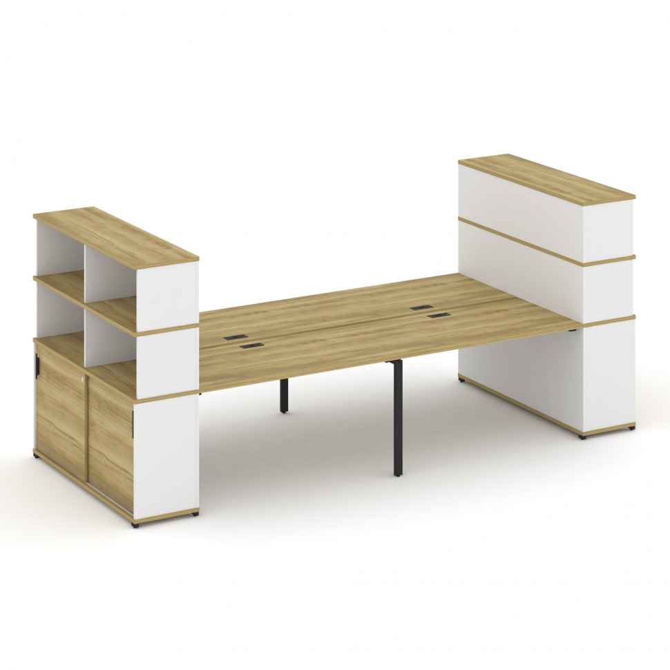 Concept Рабочая станция с опорными шкафами-купе с надставкой выс. CN.DRS-287 B Дуб Винченцо/Белый Бр Concept Рабочая станция с опорными шкафами-купе с надставкой выс. CN.DRS-287 B Дуб Винченцо/Белый Бр