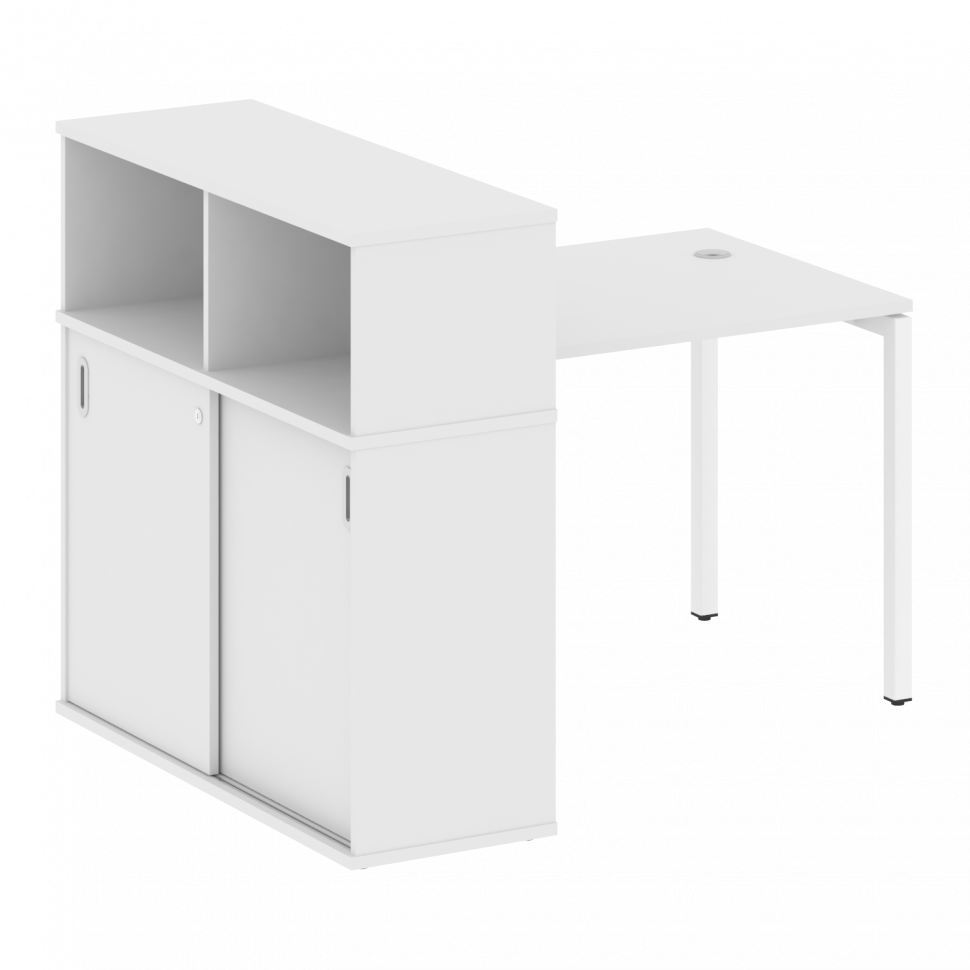 Metal System Quattro Стол письменный с шкафом-купе на П-образном м/к 40БП.РС-СШК-3.1 Т Белый/Металл