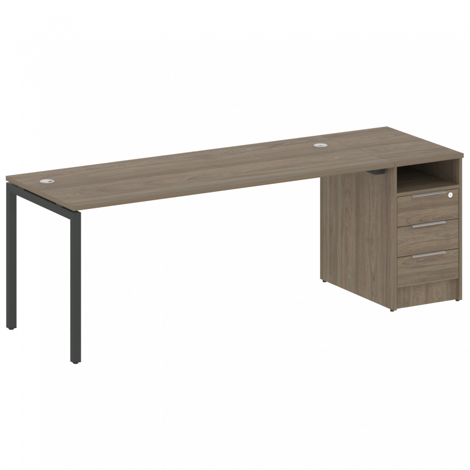 Metal System Quattro Рабочая станция с тумбой на П-образном м/к 40БП.РС-СТП-1.5 Вяз Благородный/Мета Metal System Quattro Рабочая станция с тумбой на П-образном м/к 40БП.РС-СТП-1.5 Вяз Благородный/Мета