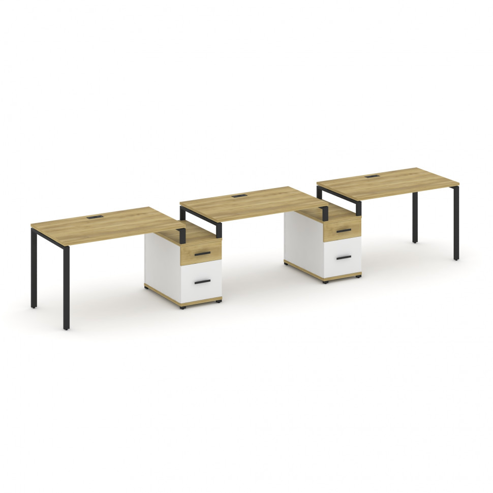 Concept Рабочая станция 3 места с 2 опорными тумбами CN.ORS-330 B Дуб Винченцо/Белый Бриллиант/Метал Concept Рабочая станция 3 места с 2 опорными тумбами CN.ORS-330 B Дуб Винченцо/Белый Бриллиант/Метал