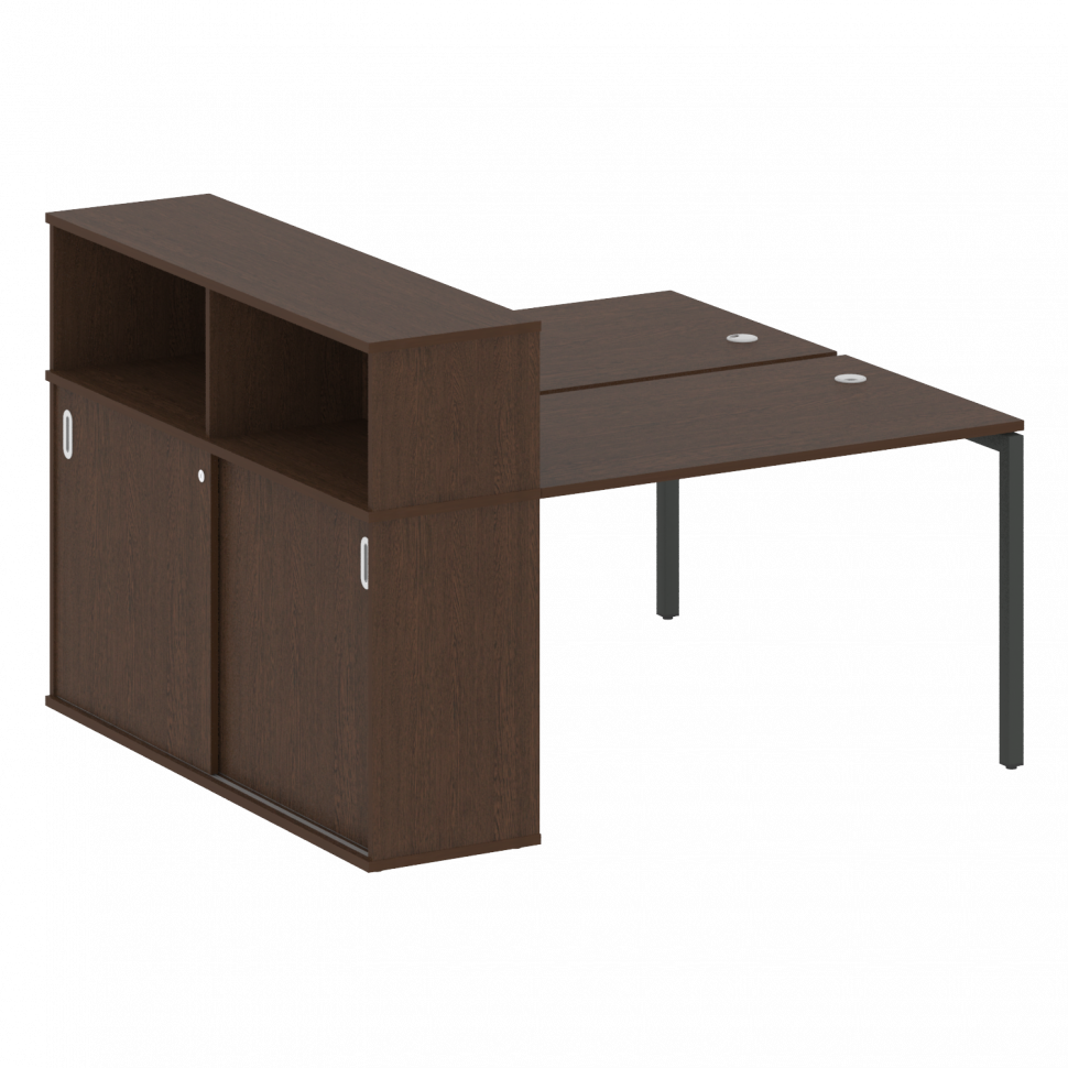 Metal System Quattro Рабочая станция с шкафом-купе на П-образном м/к 40БП.РС-СШК-2.2 Т Венге Цаво/Ме