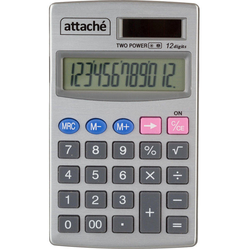 Калькулятор карманный Attache ATC-333-12P 12-ти разрядный серебристый