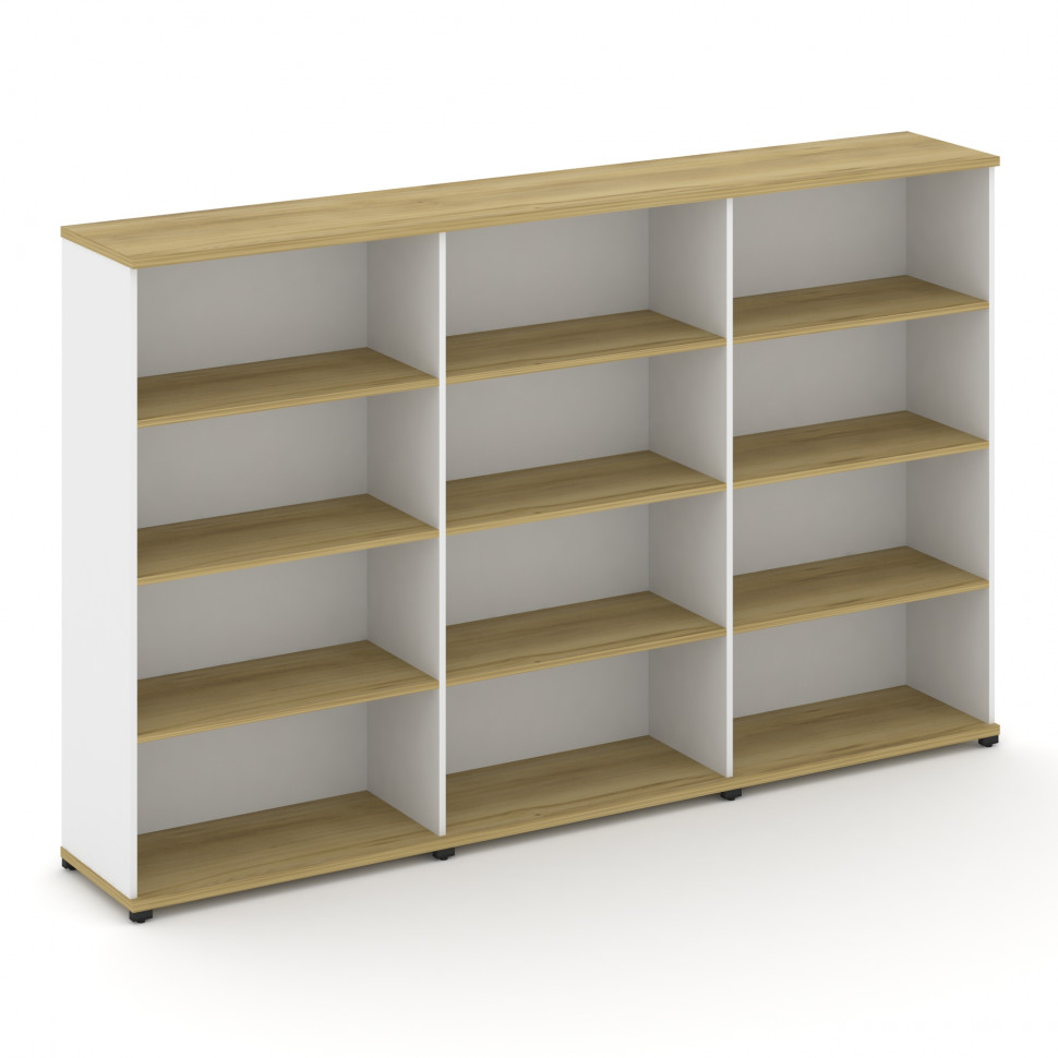 Concept Стеллаж 3 широкие секции, 4 ниши CN.STS-430 Дуб Винченцо/Белый Бриллиант/Металл Черный 2500*