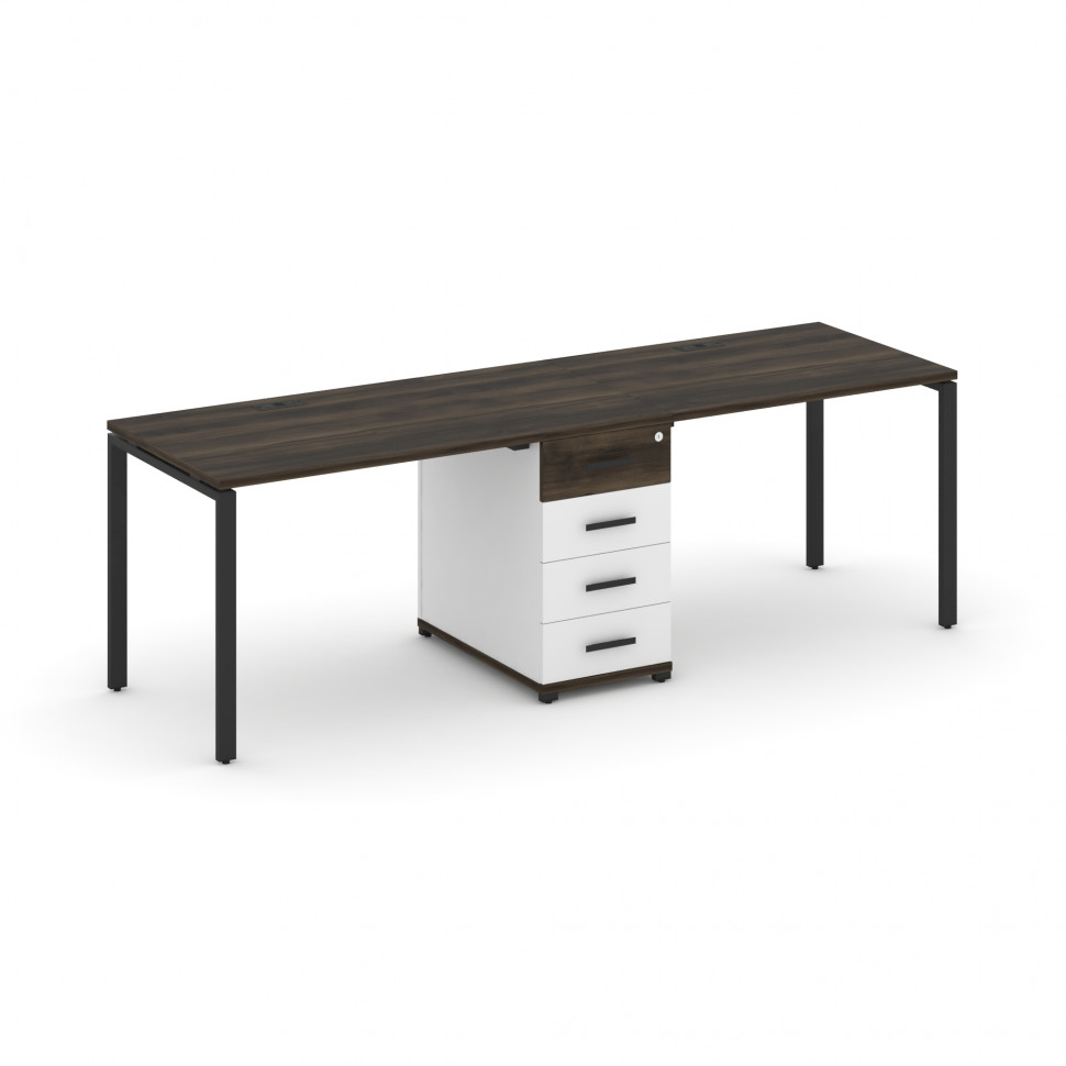 Concept Рабочая станция 2 места с 1 опорной тумбой CN.ORS-401 B Дуб Мали/Белый Бриллиант/Металл Черн