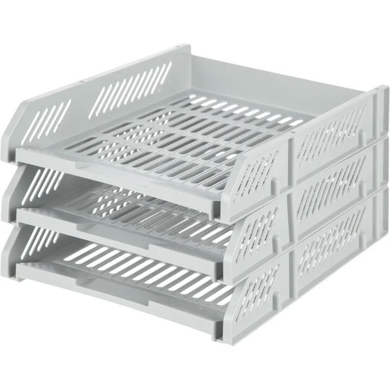 Лоток горизонтальный для бумагDeli E9209 набор 3шт на металл.стерж серый