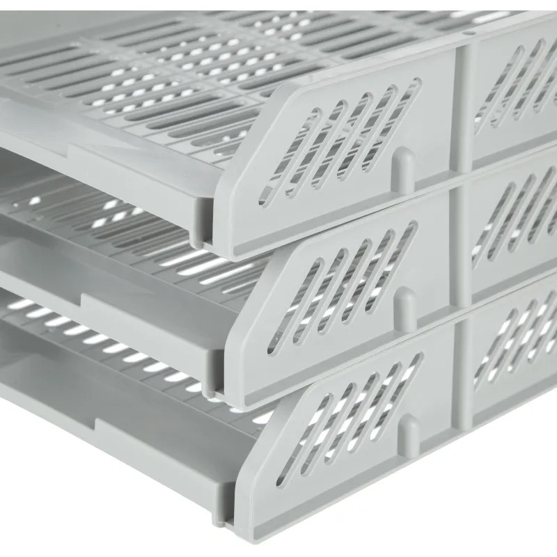 Лоток горизонтальный для бумагDeli E9209 набор 3шт на металл.стерж серый