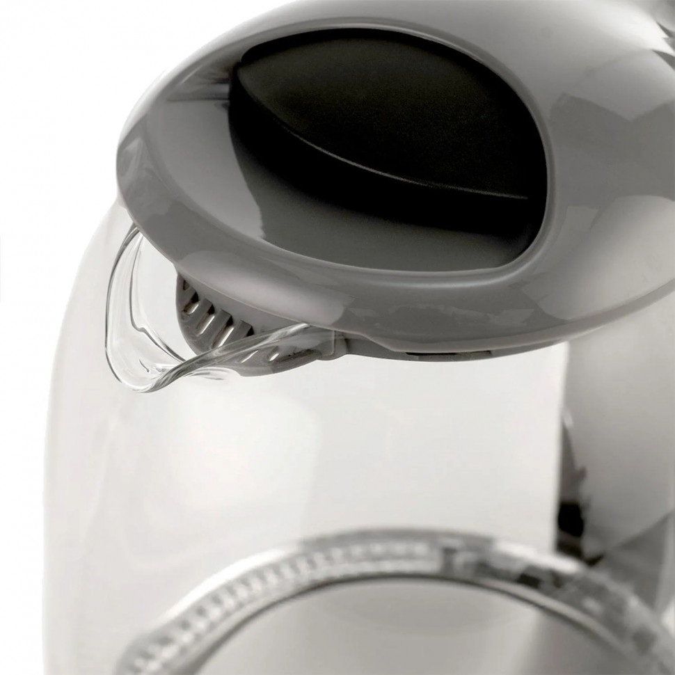 Чайник Centek CT-0034, 1.8л, 2200Вт, LED подсветка, кнопка,серый,стекло